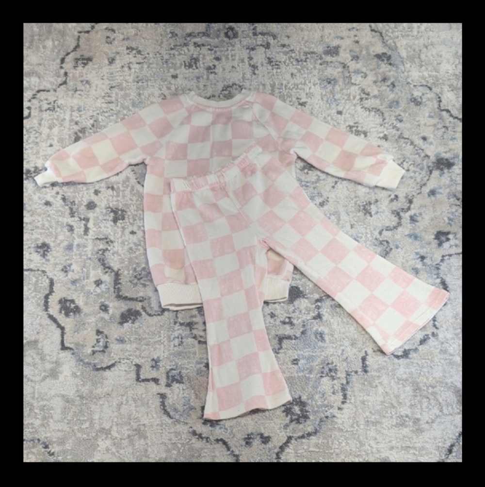 Grayson Mini Toddler Pink Checkerboard Lounge Set Size 3T